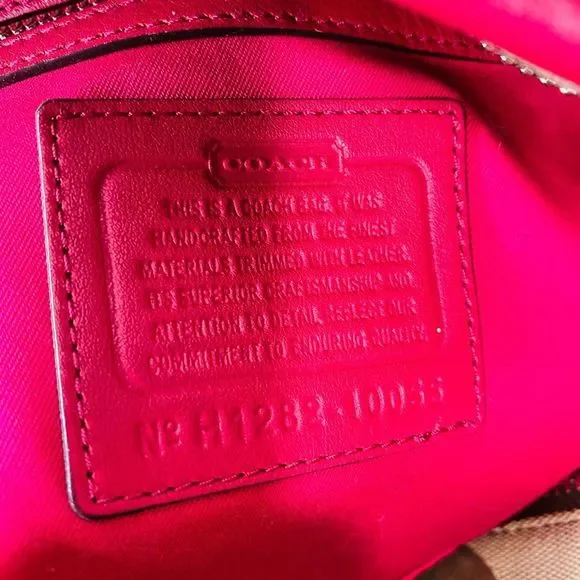 Coach Signatur Hamptons Weekend Khaki Pink Signature Stripe Tote Purse 10055 - Picture 8 of 8